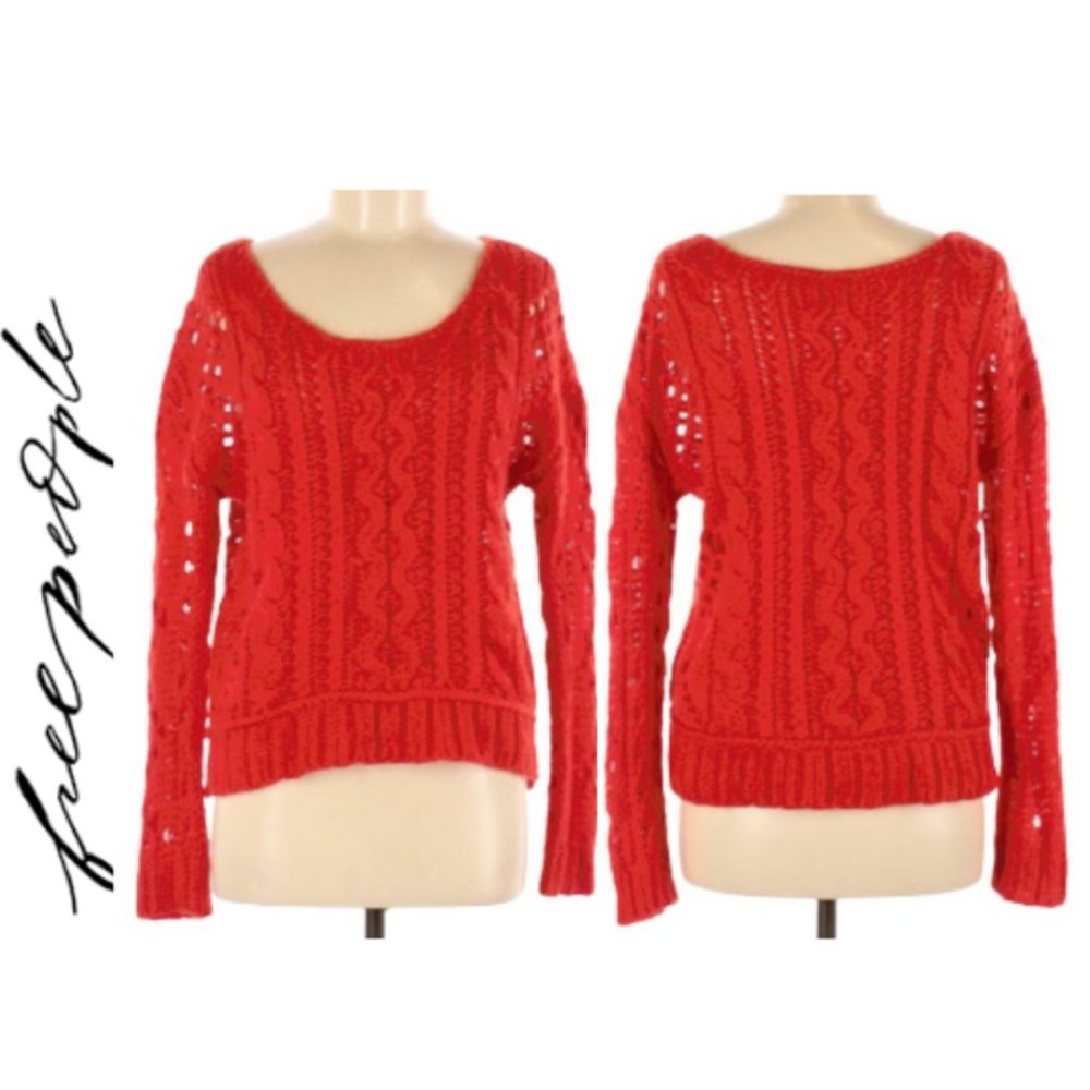 Free People Red Pullover Sweater